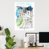 サントリーニアイランドギリシャサマーメモリーズ ポスター (ホームオフィス)