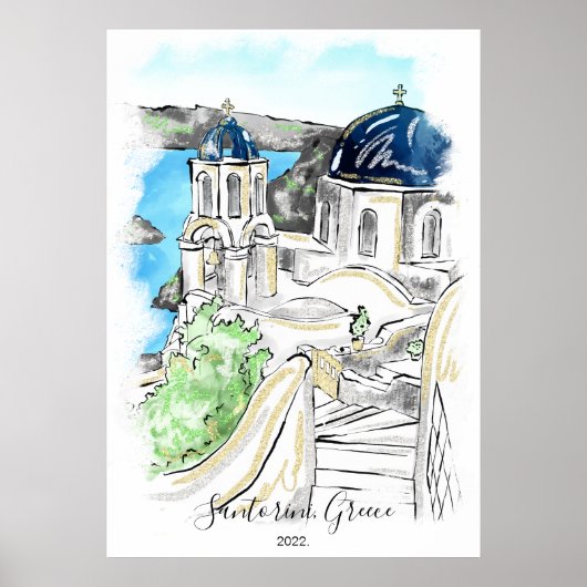 サントリーニアイランドギリシャサマーメモリーズ ポスター (正面)