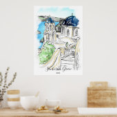 サントリーニアイランドギリシャサマーメモリーズ ポスター (キッチン)