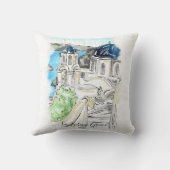 サントリーニアイランドギリシャ夏の思い出はがき クッション (裏面)