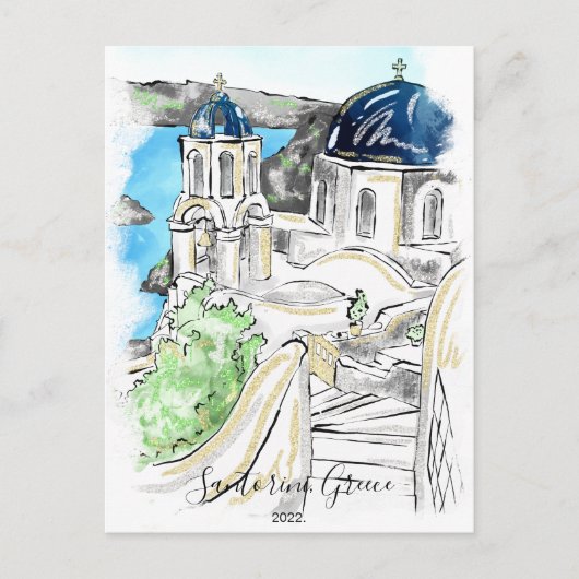 サントリーニアイランドギリシャ夏の思い出はがき シーズンポストカード (正面)