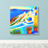 サントリーニアイランドビュー キャンバスプリント (インサイチュ (ウッドフロア))