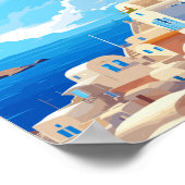 サントリーニイングランドヴィンテージ旅行イラストレーション ポスター (角)