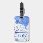 サントリーニウォーターカラーアート ラゲッジタグ (正面縦)