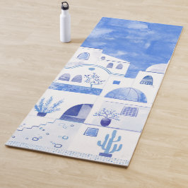 サントリーニオイアギリシャ島水彩町並み ヨガマット
