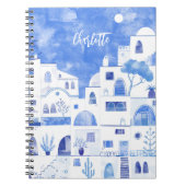 サントリーニオイアグリークアイランドウォーターパーソナライズされたカラー ノートブック (正面)