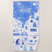 サントリーニオイアグリークアイランドウォーターパーソナライズされたカラー ビーチタオル (正面)