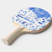 サントリーニオイアグリークアイランドウォーターパーソナライズされたカラー 卓球ラケット (正面アングル)