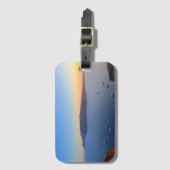 サントリーニオールドハーバーボーツインサンセットギリシャ ラゲッジタグ (正面縦)