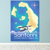 サントリーニキクラデス諸島エーゲ海の地図 キャンバスプリント (インサイチュ (ウッドフロア))