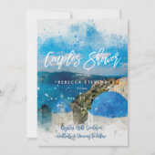 サントリーニギリシャのカップルのシャワー招待 招待状 (正面)