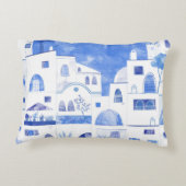 サントリーニギリシャの島の水の色の町並み アクセントクッション (裏面)