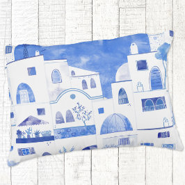 サントリーニギリシャの島の水の色の町並み アクセントクッション
