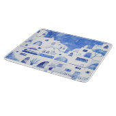 サントリーニギリシャの島の水の色の町並み カッティングボード (角)