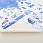 サントリーニギリシャの島の水の色の町並み シェルパブランケット (3/4)