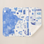 サントリーニギリシャの島の水の色の町並み シェルパブランケット (正面(横))