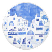 サントリーニギリシャの島の水の色の町並み セラミックノブ (正面)