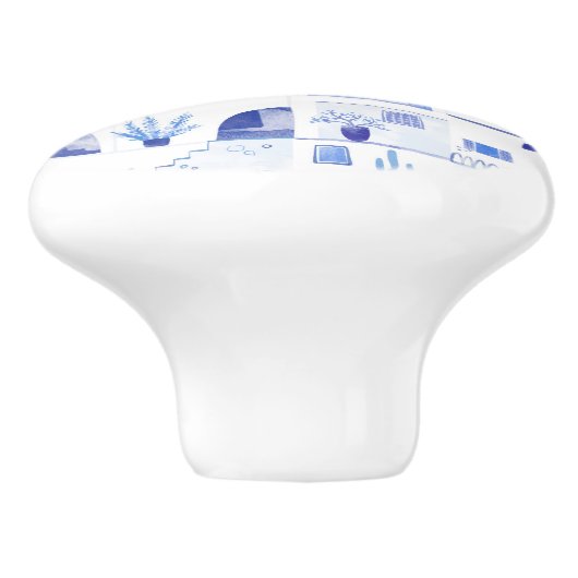 サントリーニギリシャの島の水の色の町並み セラミックノブ (側面)