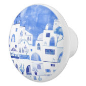 サントリーニギリシャの島の水の色の町並み セラミックノブ (右)