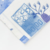 サントリーニギリシャの島の水の色の町並み フリースブランケット (角)