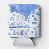 サントリーニギリシャの島の水の色の町並み 缶クーラー (裏面)