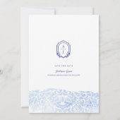 サントリーニギリシャの水の色のカップル写真結婚の写真 セーブザデート (裏面)