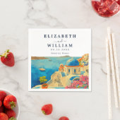 サントリーニギリシャの水の色のスカイライン結婚ズ スタンダードカクテルナプキン (インサイチュ)