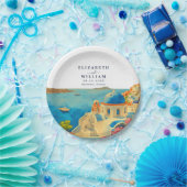 サントリーニギリシャの水の色のスカイライン結婚ズ ペーパープレート (パーティー)