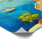 サントリーニギリシャの水の色のスカイライン結婚ズ ポスター (角)