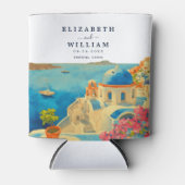 サントリーニギリシャの水の色のスカイライン結婚ズ 缶クーラー (正面)