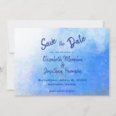 サントリーニギリシャの水の色の宛先ウェディング セーブザデート (裏面)