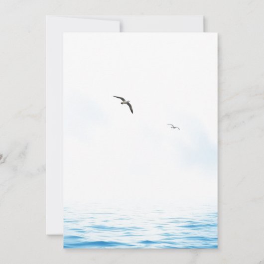 サントリーニギリシャの水の色の目的地の結婚式 招待状 (裏面)