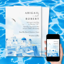 サントリーニギリシャの水の色の目的地の結婚式