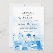 サントリーニギリシャの水の色の結婚風景 招待状 (正面)