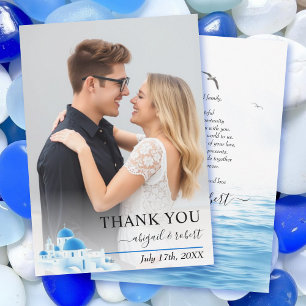 サントリーニギリシャの水の色結婚は感謝の言葉 サンキューカード