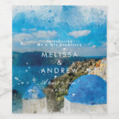 サントリーニギリシャの水結婚色のワインボトル ワインラベル (シングルラベル)