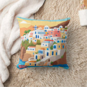 サントリーニギリシャアートプリント装飾用クッション クッション (ブランケット)