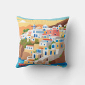 サントリーニギリシャアートプリント装飾用クッション クッション (裏面)