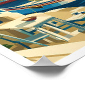 サントリーニギリシャアートヴィンテージトラベルイラストレーション ポスター (角)