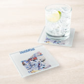 サントリーニギリシャイラストレーションウォーターカラー ガラスコースター (アングル)