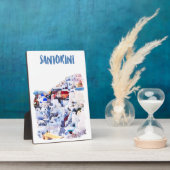 サントリーニギリシャイラストレーションウォーターカラー フォトプラーク (側面)