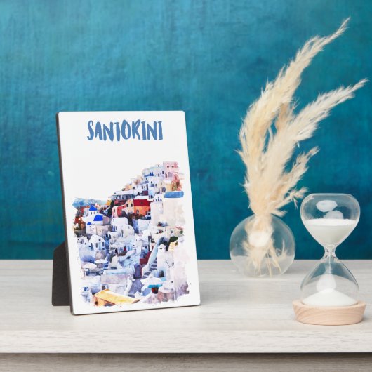 サントリーニギリシャイラストレーションウォーターカラー フォトプラーク (側面)