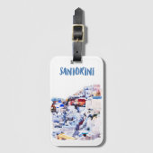 サントリーニギリシャイラストレーションウォーターカラー ラゲッジタグ (正面縦)
