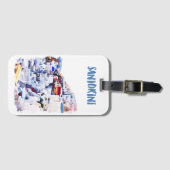 サントリーニギリシャイラストレーションウォーターカラー ラゲッジタグ (正面横)