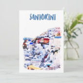 サントリーニギリシャイラストレーションウォーターカラー 招待状 (スタンド正面)