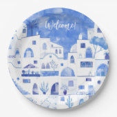 サントリーニギリシャウォーターカスタムカラー文字 ペーパープレート (正面)