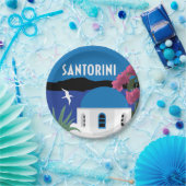 サントリーニギリシャカラフルイラストレーション ペーパープレート (パーティー)