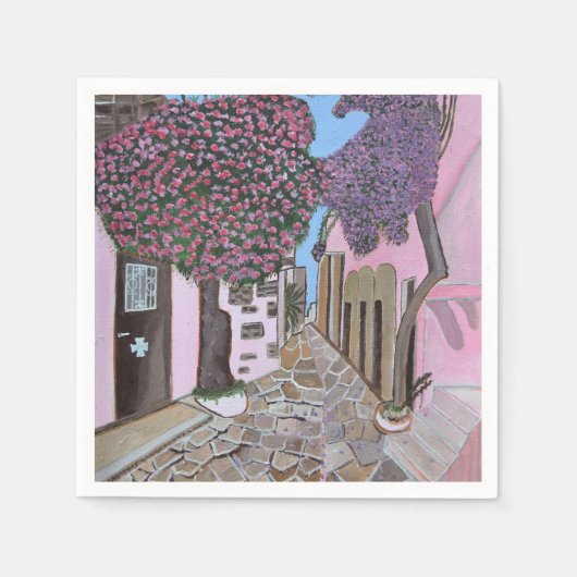 サントリーニギリシャナプキン スタンダードカクテルナプキン (正面)