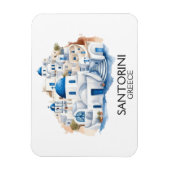 サントリーニギリシャブルールーフ建物建築 マグネット (縦)