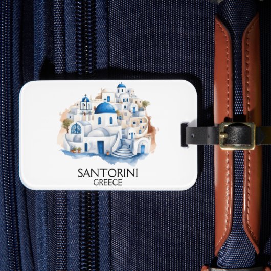 サントリーニギリシャブルールーフ建物建築 ラゲッジタグ (正面インサイチュ4)
